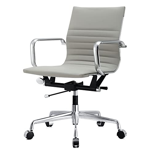 Meelano Early Office Chair, Chrome/Gray