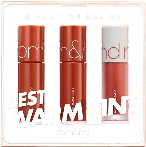 rom&nd Best Tint Edition Mini Set 01 WARM TONE PICK, Natural Color, Moisturizing Lips, Intense Pigment, Long Lasting, Glossy & Vivid, MLBB, Non-Sticky, Plumpy Lips, Syrupy Finish, Kissable Lips