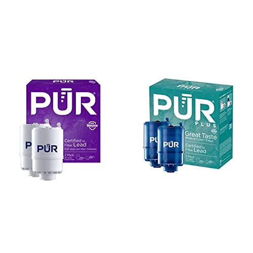 PUR Water Filter Replacement for Faucet Filtration Systems (2 Pack) & PLUS Mineral Core Faucet Mount Water Filter Replacement (2 Pack) – Compatible With All PUR Faucet Filtration Systems