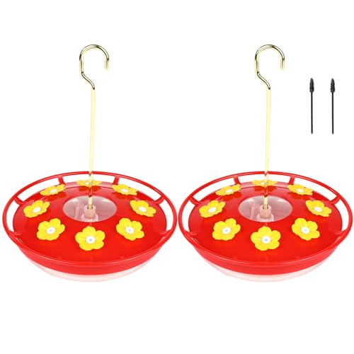 Hummingbird Feeders for Outdoors Hanging - 2 Pack Leakproof Humming Bird Feeder with Built-in Ant Guard and Perch,Easy to Clean & Fill,8 Feeder Ports Humming Birds Feeders for Outside,14Oz