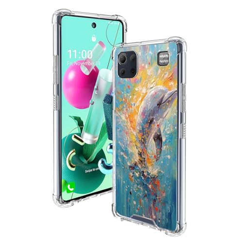 KUAVETO Transparent Phone Case for LG K92 5G with Dolphin-aa1249 Pattern Impact-Resistant Transparent Shock-Proof Suitable for LG K92 5G TMTP