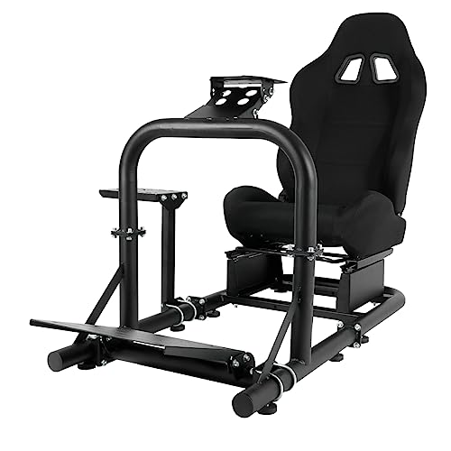 HOTTOBY Stability Sim Racing Cockpit with Seat Fit for Logitech G29 G920 G923, Thrustmaster T300RS, Shift Lever Platform Area Increased, No Wheel Pedal Handbrake