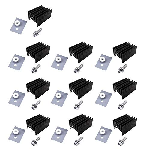 Easycargo 10 packs TO-220 Heatsink + Insulator Mounting Screws Kits for LM317 LM317t L7805 L7812 L78XX Voltage Regulator, IRFZ44N 3205 520N 630 1404 MOSFET Transistor (20mmx15mmx11mm)