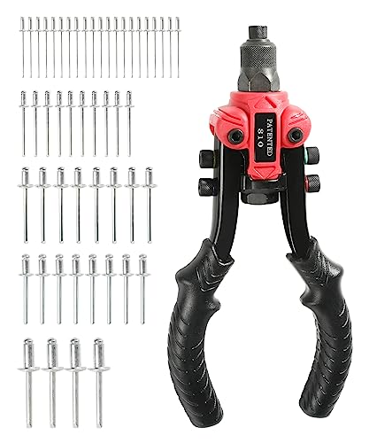 Zlirfy Pop Rivet Gun,Rivet Nut Gun Kit with 400pcs Assorted Rivets Kit,Pop Rivet Gun Set,Heavy Duty Hand Riveter Set for Metal,Plastic,Repairing Truck Bed,Aluminum,Tube Stock,Wood,Fixing Highway Sign