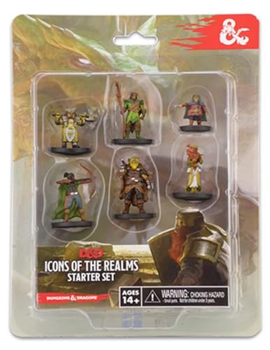 WizKids D&D Icons of the Realms Starter Set, Featuring 5 Returning Figures and 1 New Hero, Gold Color, Fantasy Theme