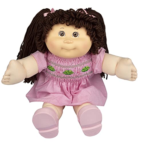 Cabbage Patch Kids Classic Doll with Real Yarn Hair, 16' - Original Vintage Retro Style Adoptable Baby Doll - Officially Licensed - Gift for Girls - Brunette/Brown Eyes