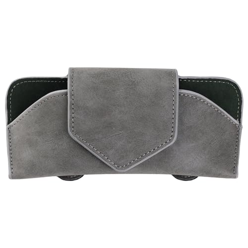 COOLYOUTH Sunglass Holder for Car Visor - Universal Car Sunglass Holder Eyeglasses Holder Leather Sun Glasses Protective Storage Case Holder for Vehicle Sun Shade(01Grey)