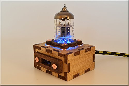 Handmade Wooden Blue Pentode Electron Tube USB 2.0 Cable Extention with Durable Knit Nylon Cable About 1m(3ft) Long. Steampunk/Industrial Style