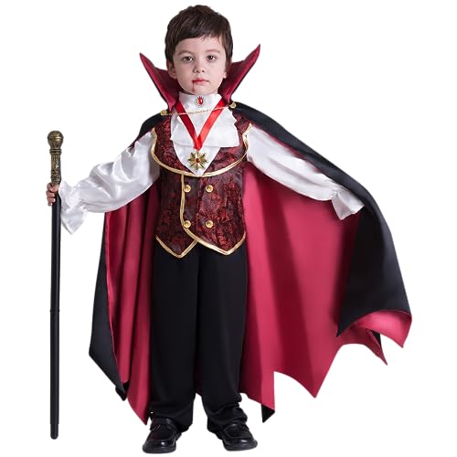 Spooktacular Creations Gothic Vampire Costume Deluxe Set for Boys, Kids Halloween Party Favors, Dress Up,Role Play and Cosplay-S(5-7yr)