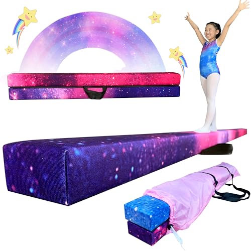 FC FUNCHEER 8FT Folding Balance Beam -Gymnastics Floor Beam - Gymnastics Equipment- Anti-Slip Bottom - Suede Cover - Carry Bag for Kids/Adults Home & Gym Center