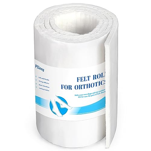 Pllieay Felt Rolls with Adhesive Backing, Orthopedic Felt Roll 1/4' Thick 6' x1.1yd Quality Wool Rayon Blend for Provide Cushioning and Support in Pain Foot