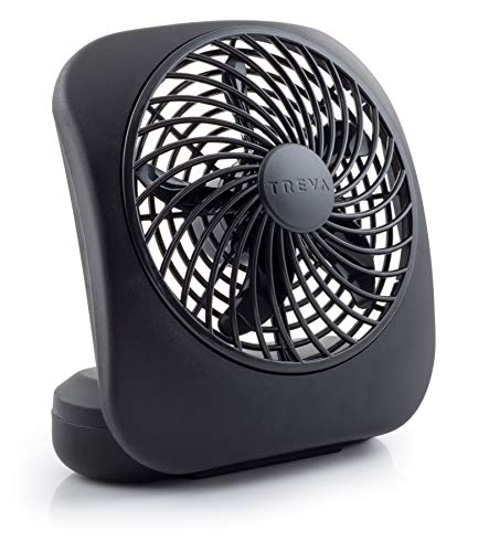 O2COOL Treva 5 Inch Battery Powered Fan Portable Desk Fan 2 Cooling Speeds with Compact Folding & Tilt Design Small Fan Cubicle Accessories Mini Fan Portable (Black)