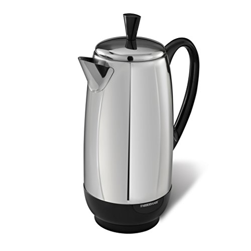 Farberware Electric Coffee Percolator, FCP412, Stainless Steel Basket, Automatic Keep Warm, No-Drip Spout, 12 Cup