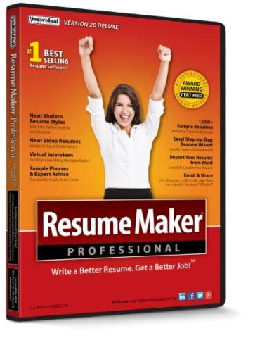 ResumeMaker Professional Deluxe 20 - Software to Create Professional Resumes Includes Sample Resumes Written by Certified Resume Writers, Career Advice, Job Searches & Interview Questions - CD - PC