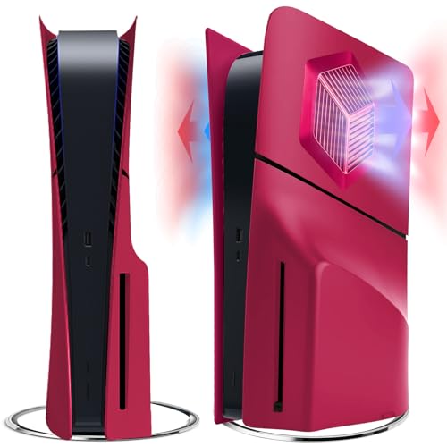 PS5 Slim Plates, PS5 Slim Faceplates with Cooling Vent Compatible with Playstation 5 Slim Console Disc Edition, Hard ABS Shockproof Separated PS5 Replacement Cover Skin Plates for PS5 Slim (Rose)