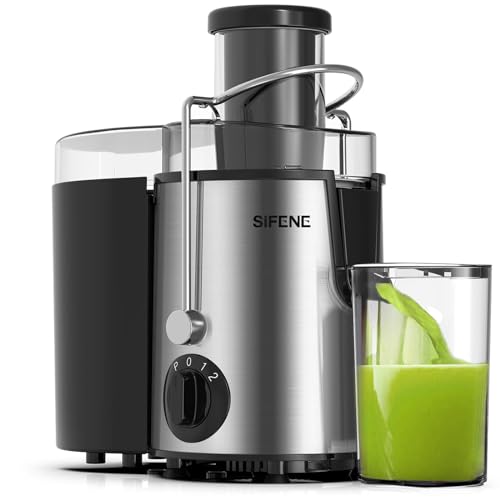 SiFENE Juicer Machine, Quick Juicer Extractor Maker, 3' Big Mouth for Whole Veggies & Fruits, Easy to Clean, BPA Free, Durable Stainless Steel Kitchen Juicer