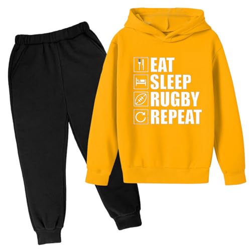 Junsyuffk Going Home Outfit Baby Girl Baby Boys Girls Rugby Hoodie Sweatshirt Jogging Pants Set Football Fans Sports Gift Outfits Retro Casual Tracksuit Toddler Mardi Gras Outfit