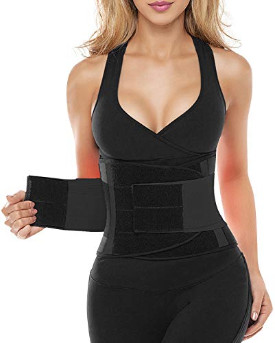 SHAPERX Women Waist Trainer Eraser Belt Tummy Control Waist Trimmer Slimming Belly Band Shaper, (SZ8002-Black,Large)