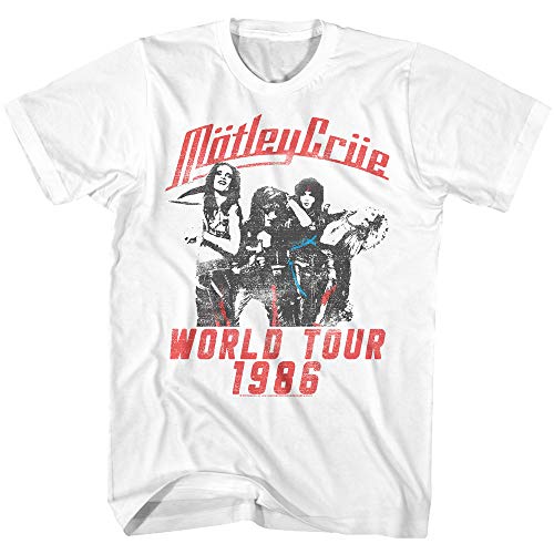 Motley Crue 1986 American Heavy Metal Rock Band World Tour White Adult T-Shirt X-Large
