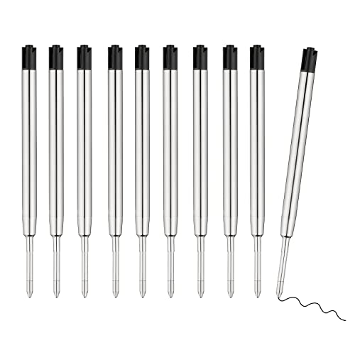 10 Pcs Replaceable Ballpoint Pen Refills, Black Ink Refill, 1mm Medium Refill (Black)
