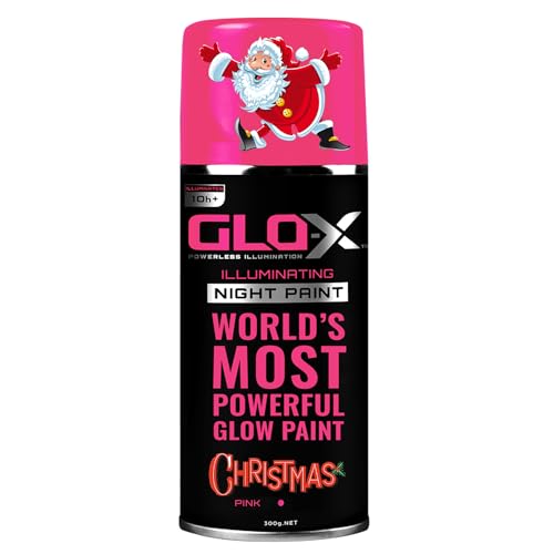 GLO-X Glow In The Dark Spray Paint (10.6 oz Can) Spray Paint That Glows Hot Pink In The Dark - Powered Light & Sun Activated Glow - In The Dark Paint for Stencil & Decorative Items - Glow Acrylic Paint