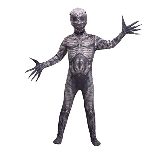 Spooktacular Creations Halloween Ghost Skin Costume, Shadow Demon Bodysuit Costume for Kids Dress Up Party-L(10-12yr)