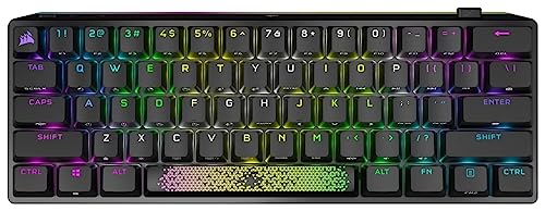 Corsair K70 PRO MINI WIRELESS RGB 60% Mechanical Gaming Keyboard (Fastest Sub-1ms Wireless, Swappable CHERRY MX Red Keyswitches, Aluminum Frame, PBT Double-Shot Keycaps) QWERTY, NA Layout - Black