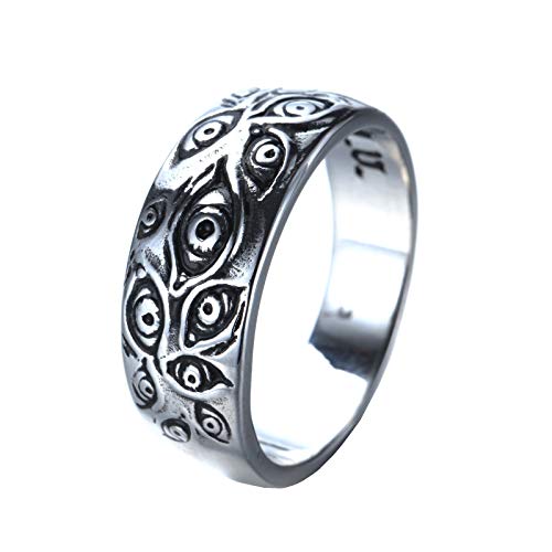 PMTIER Men's Vintage Stainless Steel Engraved Eye of God Ring Silver Tone Size 11