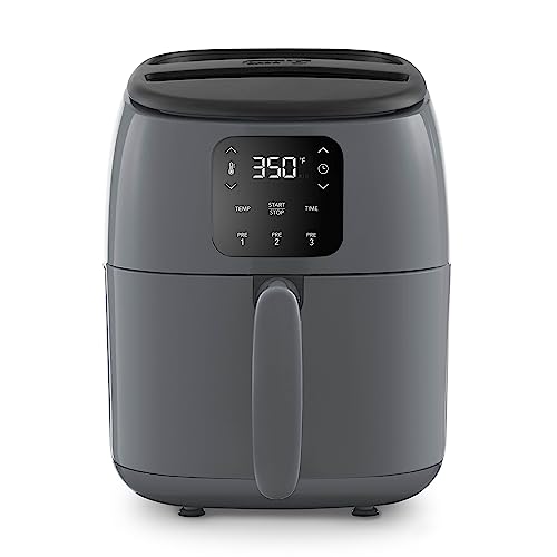 DASH Tasti-Crisp Digital Air Fryer with AirCrisp Technology, Custom Presets, Temperature Control, and Auto Shut Off Feature, 2.6 Quart - Cool Grey
