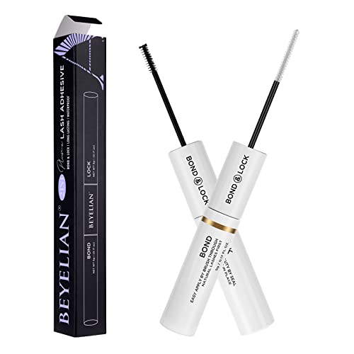 BEYELIAN Lash Bond and Seal, Cluster Lash Glue for Individual Cluster Lashes DIY Eyelash Extensions Latex Free Aftercare Sealant with Mascara Wand Super Strong Hold 72 Hours
