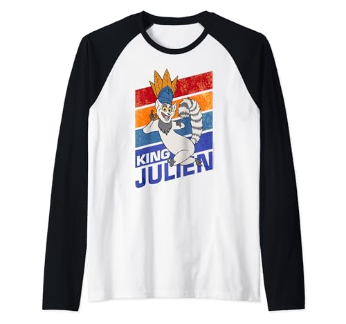 Madagascar King Julien Striped Portrait Raglan Baseball Tee