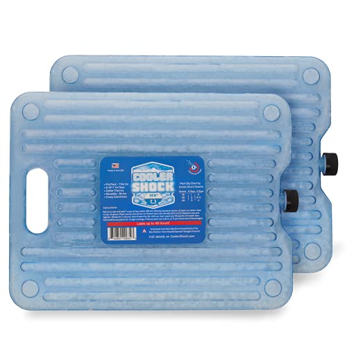 Cooler Shock Ice Packs for Cooler - 2 Reusable, Long Lasting, Cold Freezer Packs for Coolers, Lunch Bags & Totes to Keep Food Fresh - Clear