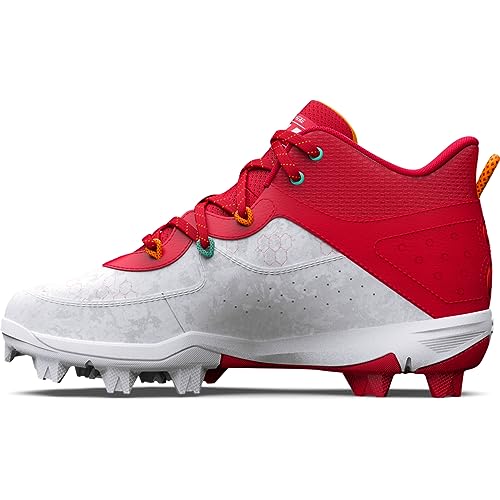 Under Armour Boy's Harper 8 Mid TPU JR Baseball Shoe, (600) Red/White/Red, 5.5 Big Kid