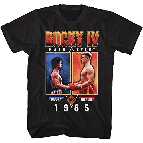 Rocky IV Movie Main Event Rocky VS. Drago 1985 Poster Adult Short Sleeve T-Shirt Graphic Tee Black