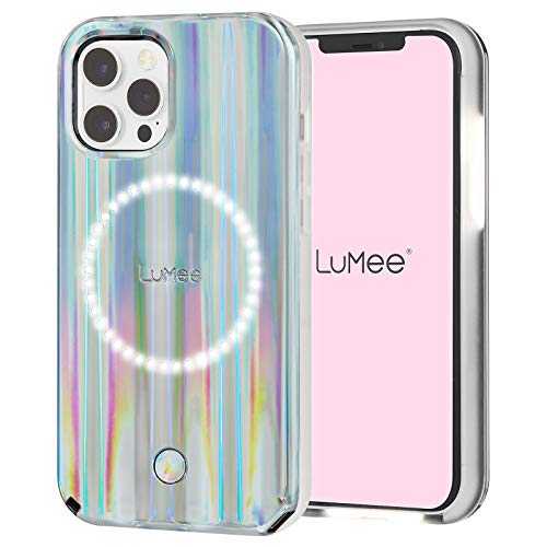 LuMee Halo - Holographic - Light Up Selfie Case for iPhone 12 and iPhone 12 Pro (5G) - Front & Rear Illumination - 6.1 inch - Holographic