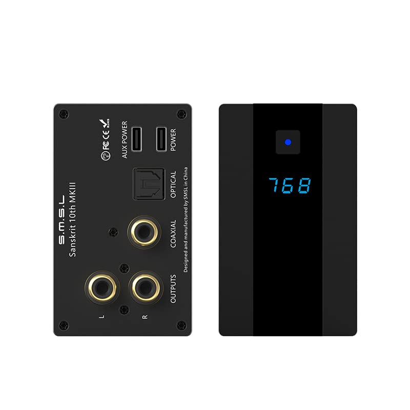 S.M.S.L Sanskrit 10th MKIII Decoder SK10 MKIII AK4493S DAC XU316 Support 768kHz/32Bit DSD512 with Remote Control (7.5 * 4.5 * 14.4, Black, 1)