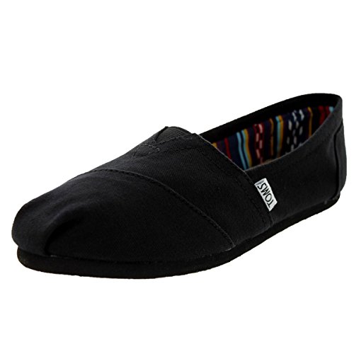 TOMS Women's 10002472 Canvas Alpargata Flat, Black, 6 M US