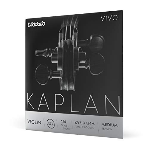 D'Addario Kaplan Vivo 4/4 Size Violin Strings Set with Synthetic Core - KV310 4/4M - Full Set - Medium Tension