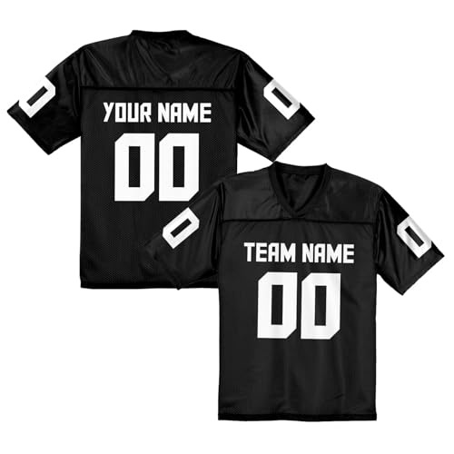 Custom Replica Football Jersey, Football Uniform, Personalize Your Team Name and Number, Fans Gift Men Women Youth,S-6XL Black