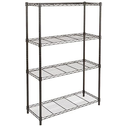 Amazon Basics 4-Shelf Adjustable, Heavy Duty Wide Storage Shelving Unit (350 lbs loading capacity per shelf), Steel Organizer Wire Rack, 36' L x 14' W x 54' H, Black