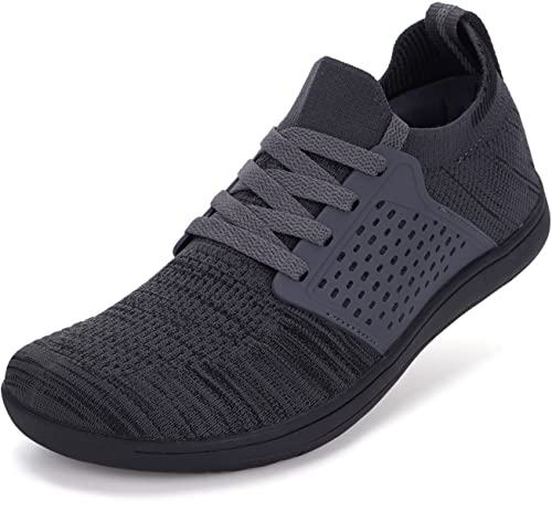 WHITIN Women's Minimalist Barefoot Low Zero Drop Shoes Female Sneakers Width Ladies Size 8 Wide Toe Box Trail Running Wider Non Slip Tennis Dark Grey 39