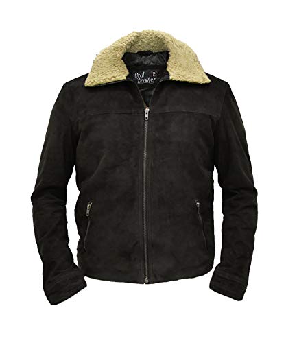Walking Dead Season 7 Dead Rick Grime Dark Brown Real Suede Winter Leather Jacket (M)