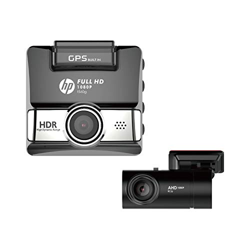HP F560G Full HD 1080P Dual Dash Cam, 1080P Dash Cam Front and Rear, Built-in GPS and G-Sensor, ADAS, Wide Angle Sony Starvis Night Vision Car Dash Camera, Parking Mode, Mini Dash Camera for Cars
