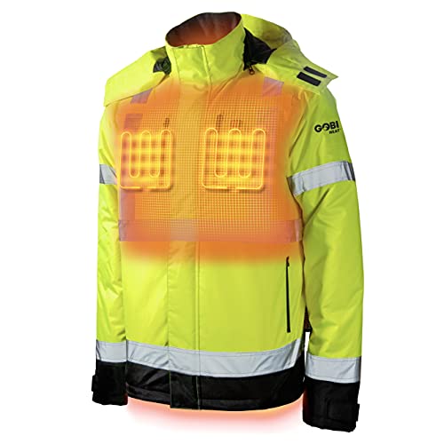 Flash Men's Heated Hi-Vis Jacket Redesigned - 10 Hours of Heat | ANSI Class III (L, Hi-Vis)