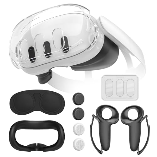 Protective Case for Meta Quest 3, TanReginal Accessories for Meta Quest 3, Impact and Scratch-Proof Case with 1 Headset Cover, 2 Controller Grip, 3 Camera Lens Tempered Glass, 4 Joystick Caps and More