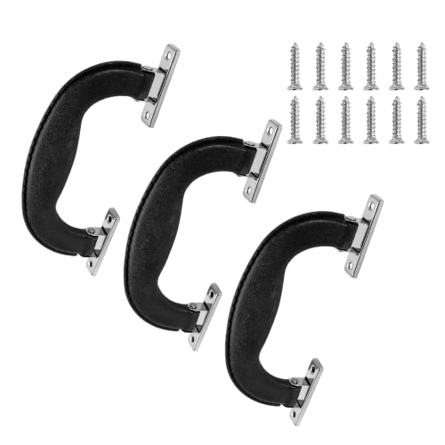 Piutouyar 14.4cm / 5.67 Inches Plastic Luggage Trunk Pull Handle, Antique Suitcase Side Holder for Briefcase, Luggage, Toolbox, Musical Box, Black(3Pcs)