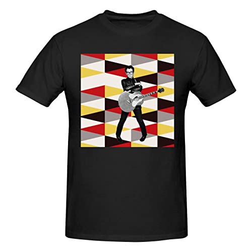 Elvis Costello T Shirt Mens Fashion Cotton Round Neck Short Sleeve Tops Black X-Large