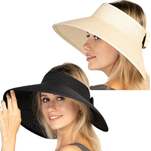 Sun Visor Hats Summer Wide Brim Clip on Beach Adjustable Large Brim Cap Golf Hat for Women…