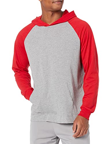 Russell Athletic Men's Cotton Performance Long Sleeve T-Shirt, Oxford/True Red, Medium