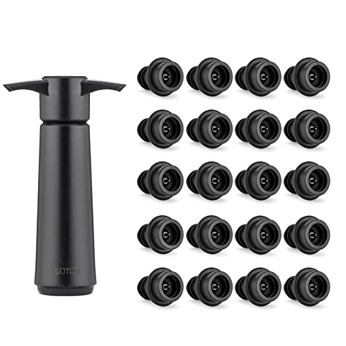 WOTOR Wine Saver Pump with 20 Vacuum Stopper, Wine Preserver, Reusable Bottle Sealer Keeps Wine Fresh